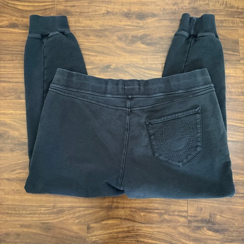 True Religion Black‎ Logo Collegiate Joggers Mens Size XL Heavyweight Sweatpants